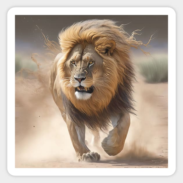 Lion charging Sticker by Tarrby